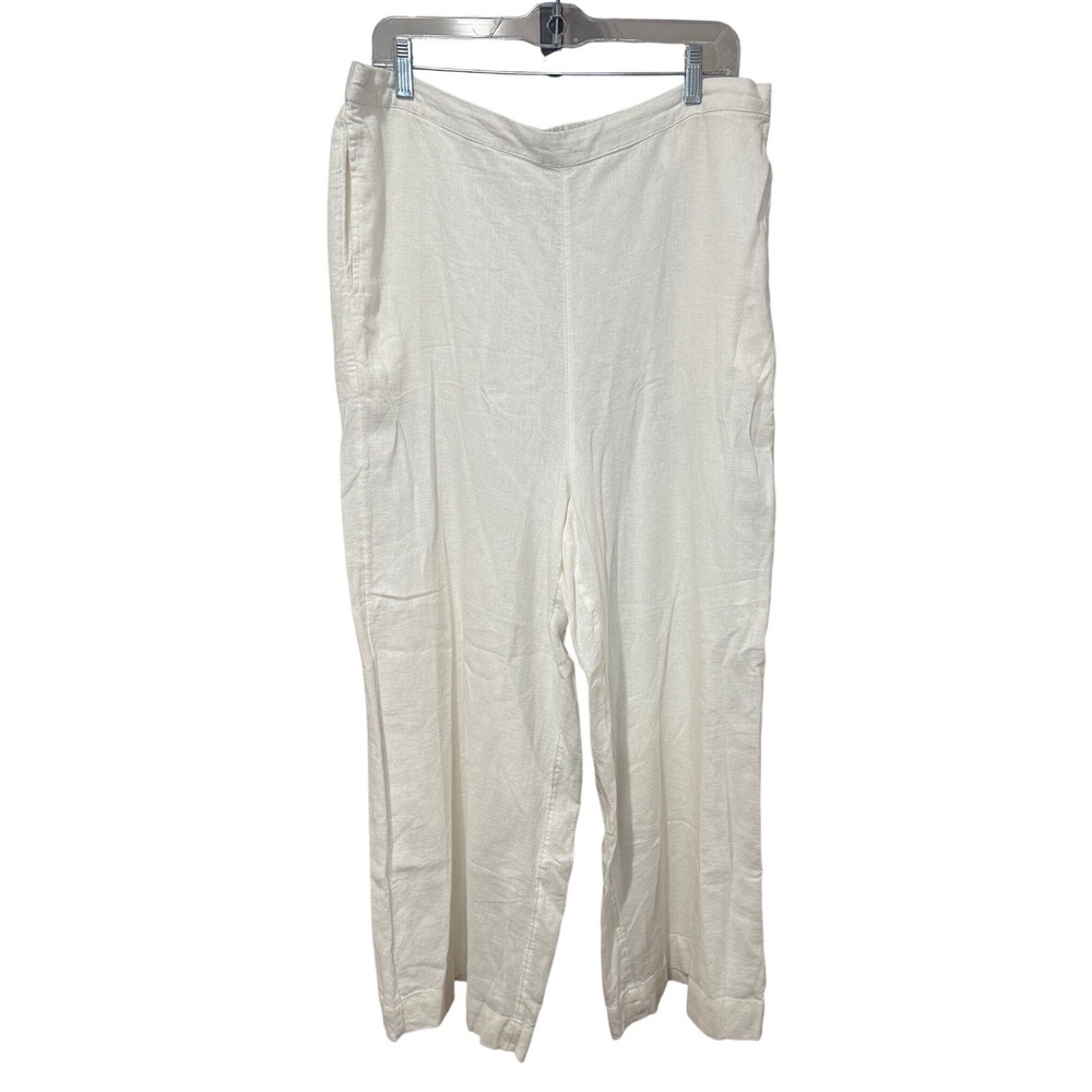 Free People Free-Est Ivory Linen Blend Wide Leg Pants Size XL